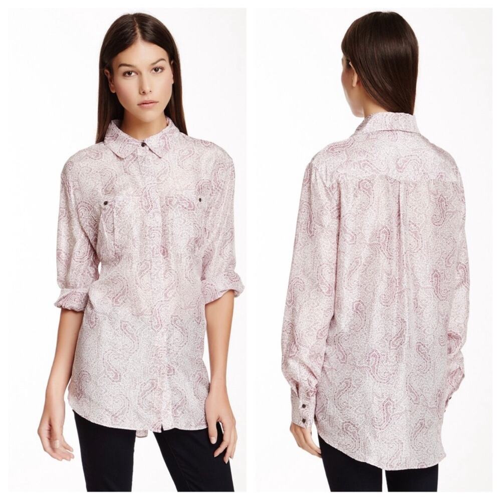 Elizabeth and James Tucker 100% Silk Shirt Purple